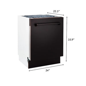 ZLINE 24" Tallac Series 3rd Rack Tall Tub Dishwasher in Oil Rubbed Bronze with Stainless Steel Tub, 51dBa (DWV-ORB-24)