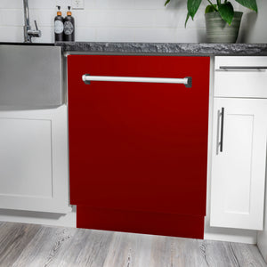 ZLINE 24" Tallac Series 3rd Rack Tall Tub Dishwasher in Red Gloss with Stainless Steel Tub, 51dBa (DWV-RG-24)