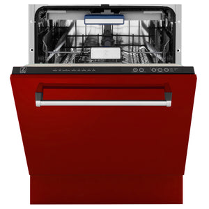 ZLINE 24" Tallac Series 3rd Rack Tall Tub Dishwasher in Red Gloss with Stainless Steel Tub, 51dBa (DWV-RG-24)