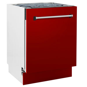 ZLINE 24" Tallac Series 3rd Rack Tall Tub Dishwasher in Red Gloss with Stainless Steel Tub, 51dBa (DWV-RG-24)