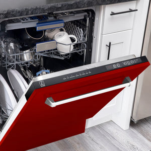 ZLINE 24" Tallac Series 3rd Rack Tall Tub Dishwasher in Red Gloss with Stainless Steel Tub, 51dBa (DWV-RG-24)