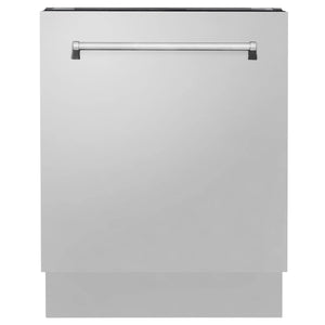 ZLINE Kitchen Package with Refrigeration, 48" Stainless Steel Rangetop, 48" Range Hood, 30" Single Wall Oven and 24" Tall Tub Dishwasher