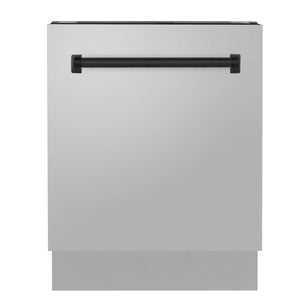 ZLINE Autograph Edition 24" 3rd Rack Top Control Tall Tub Dishwasher in Stainless Steel with Matte Black Handle, 51dBa (DWVZ-304-24-MB)