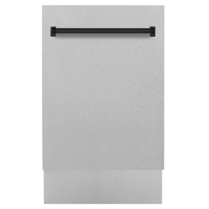 ZLINE Autograph Edition 18” Compact 3rd Rack Top Control Dishwasher in DuraSnow® Stainless Steel with Matte Black Handle, 51dBa (DWVZ-SN-18-MB)