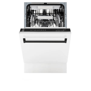 ZLINE Autograph Edition 18” Compact 3rd Rack Top Control Dishwasher in White Matte with Matte Black Handle, 51dBa (DWVZ-WM-18-MB)