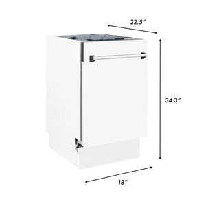 ZLINE 18" Tallac Series 3rd Rack Top Control Dishwasher in White Matte with Stainless Steel Tub, 51dBa (DWV-WM-18)