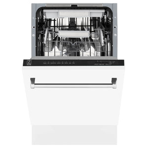 ZLINE 18" Tallac Series 3rd Rack Top Control Dishwasher in White Matte with Stainless Steel Tub, 51dBa (DWV-WM-18)