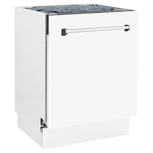 ZLINE 24" Tallac Series 3rd Rack Tall Tub Dishwasher in White Matte with Stainless Steel Tub, 51dBa (DWV-WM-24)