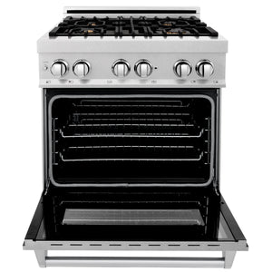 ZLINE 30" 4.0 cu. ft. Electric Oven and Gas Cooktop Dual Fuel Range with Griddle, Brass Burners in Fingerprint Resistant Stainless