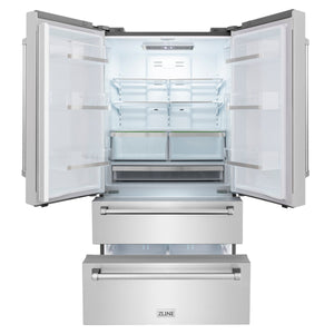 ZLINE 36" 22.5 cu. ft French Door Refrigerator with Ice Maker in Fingerprint Resistant Stainless Steel