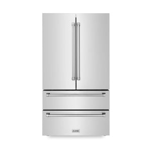 ZLINE Kitchen Package with Refrigeration, 60" Stainless Steel Dual Fuel Range, 60" Convertible Vent Range Hood and 24" Tall Tub Dishwasher