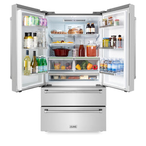 ZLINE 36" 22.5 cu. ft French Door Refrigerator with Ice Maker in Fingerprint Resistant Stainless Steel