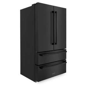 ZLINE Kitchen Package with Black Stainless Steel Refrigeration, 36" Rangetop, 36" Range Hood, 30" Single Wall Oven, and 24" Tall Tub Dishwasher