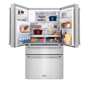 ZLINE 36" 21.6 cu. ft  French Door Refrigerator with Water and Ice Dispenser in Fingerprint Resistant Stainless Steel