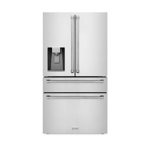 ZLINE 36" 21.6 cu. ft  French Door Refrigerator with Water and Ice Dispenser in Fingerprint Resistant Stainless Steel