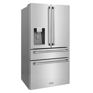 ZLINE 36" 21.6 cu. ft  French Door Refrigerator with Water and Ice Dispenser in Fingerprint Resistant Stainless Steel