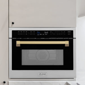 ZLINE Autograph Edition 24" 1.6 cu ft. Built-in Convection Microwave Oven in Stainless Steel and Champagne Bronze Accents