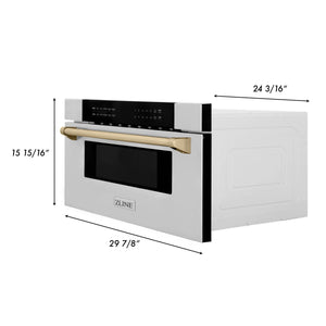 ZLINE Autograph Edition 30" 1.2 cu. ft. Built-In Microwave Drawer in Stainless Steel with Gold Accents