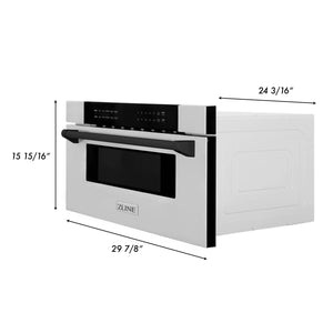 ZLINE Autograph Edition 30" 1.2 cu. ft. Built-In Microwave Drawer in Stainless Steel with Matte Black Accents