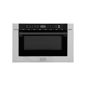 ZLINE Autograph Edition 24" 1.2 cu. ft. Built-in Microwave Drawer with a Traditional Handle in Stainless Steel and Matte Black Accents