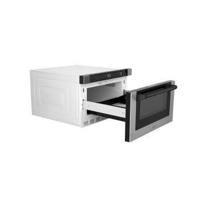 ZLINE Autograph Edition 24" 1.2 cu. ft. Built-in Microwave Drawer with a Traditional Handle in Stainless Steel and Matte Black Accents