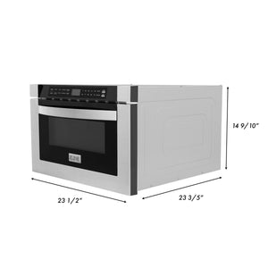 ZLINE Kitchen Package with Refrigeration, 30" Stainless Steel Dual Fuel Range, 30" Range Hood, Microwave Drawer, and 24" Tall Tub Dishwasher