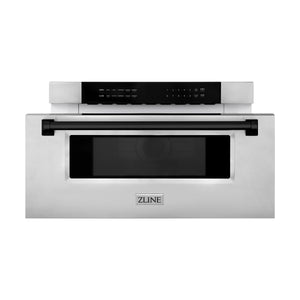 ZLINE Autograph Edition 30" 1.2 cu. ft. Built-In Microwave Drawer in Stainless Steel with Matte Black Accents