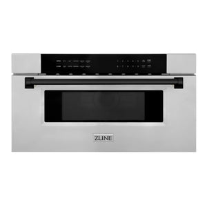 ZLINE Autograph Edition 30" 1.2 cu. ft. Built-In Microwave Drawer in Stainless Steel with Matte Black Accents