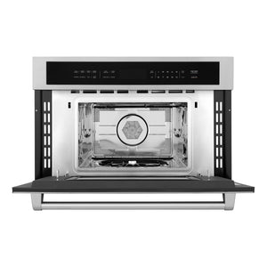 ZLINE Kitchen Package with Refrigeration, 48" Stainless Steel Rangetop, 30" Single Wall Oven, 30" Microwave Oven