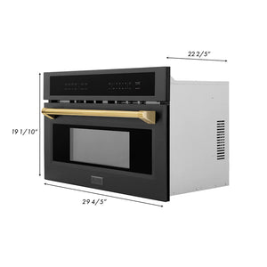 ZLINE Autograph Edition 30” 1.6 cu ft. Built-in Convection Microwave Oven in Black Stainless Steel and Gold Accents