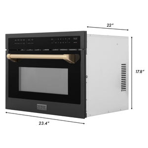 ZLINE Autograph Edition 24" 1.6 cu ft. Built-in Convection Microwave Oven in Black Stainless Steel and Champagne Bronze Accents