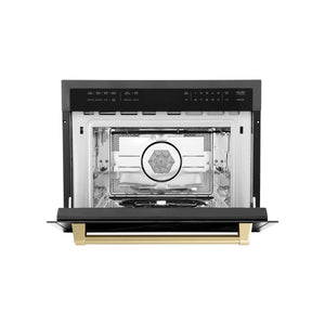 ZLINE Autograph Edition 24" 1.6 cu ft. Built-in Convection Microwave Oven in Black Stainless Steel and Champagne Bronze Accents