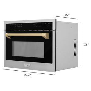 ZLINE Autograph Edition 24" 1.6 cu ft. Built-in Convection Microwave Oven in Stainless Steel and Champagne Bronze Accents