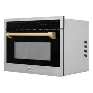 ZLINE Autograph Edition 24" 1.6 cu ft. Built-in Convection Microwave Oven in Stainless Steel and Champagne Bronze Accents