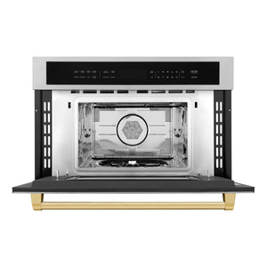 ZLINE Autograph Edition 30” 1.6 cu ft. Built-in Convection Microwave Oven in Stainless Steel and Gold Accents