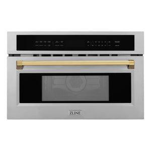 ZLINE Autograph Edition 30” 1.6 cu ft. Built-in Convection Microwave Oven in Stainless Steel and Gold Accents