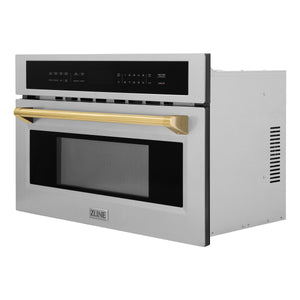 ZLINE Autograph Edition 30” 1.6 cu ft. Built-in Convection Microwave Oven in Stainless Steel and Gold Accents