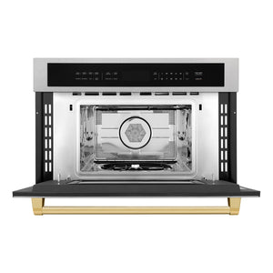 ZLINE Autograph Edition 30” 1.6 cu ft. Built-in Convection Microwave Oven in Fingerprint Resistant Stainless Steel and Gold Accents