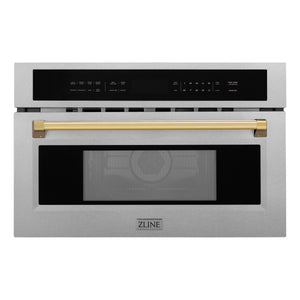 ZLINE Autograph Edition 30” 1.6 cu ft. Built-in Convection Microwave Oven in Fingerprint Resistant Stainless Steel and Gold Accents