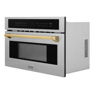 ZLINE Autograph Edition 30” 1.6 cu ft. Built-in Convection Microwave Oven in Fingerprint Resistant Stainless Steel and Gold Accents