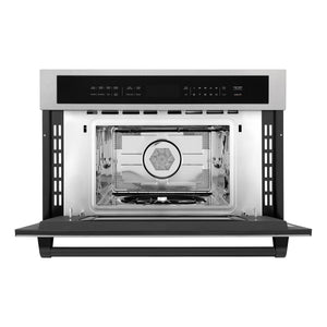 ZLINE Autograph Edition 30” 1.6 cu ft. Built-in Convection Microwave Oven in Fingerprint Resistant Stainless Steel and Matte Black Accents