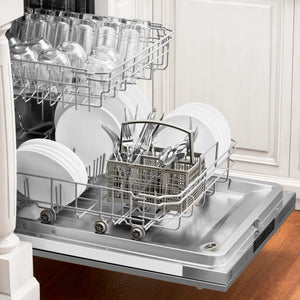 ZLINE 24 in. Stainless Steel Top Control Dishwasher with Stainless Steel Tub and Traditional Style Handle, 52dBa