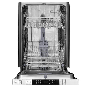 ZLINE 18 in. Compact Black Stainless Steel Top Control Dishwasher with Stainless Steel Tub and Modern Style Handle, 52dBa