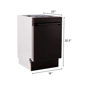 ZLINE 18" Tallac Series 3rd Rack Top Control Dishwasher in Oil Rubbed Bronze with Stainless Steel Tub, 51dBa (DWV-ORB-18)