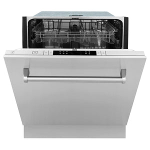 ZLINE 24 in. Stainless Steel Top Control Dishwasher with Stainless Steel Tub and Traditional Style Handle, 52dBa