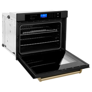 ZLINE 30" Autograph Edition Single Wall Oven with Self Clean and True Convection in Black Stainless Steel and Champagne Bronze (AWSZ-30-BS-CB)