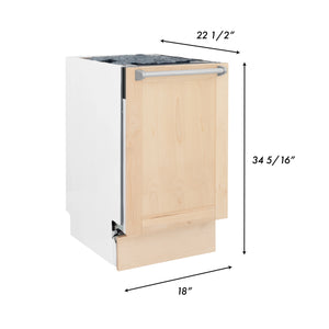 ZLINE 18" Tallac Series 3rd Rack Top Control Dishwasher in Unfinished Wood and Traditonal Handle, 51dBa