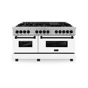 ZLINE Autograph Edition 60" 7.4 cu. ft. Dual Fuel Range, Gas Stove, Electric Oven in Stainless Steel, White Matte Door, Matte Black Accents