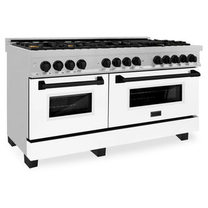 ZLINE Autograph Edition 60" 7.4 cu. ft. Dual Fuel Range, Gas Stove, Electric Oven in Stainless Steel, White Matte Door, Matte Black Accents