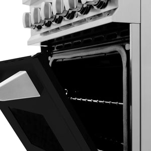 ZLINE 24" 2.8 cu. ft. Dual Fuel Range with Gas Stove and Electric Oven in Stainless Steel and Black Matte Door (RA-BLM-24)